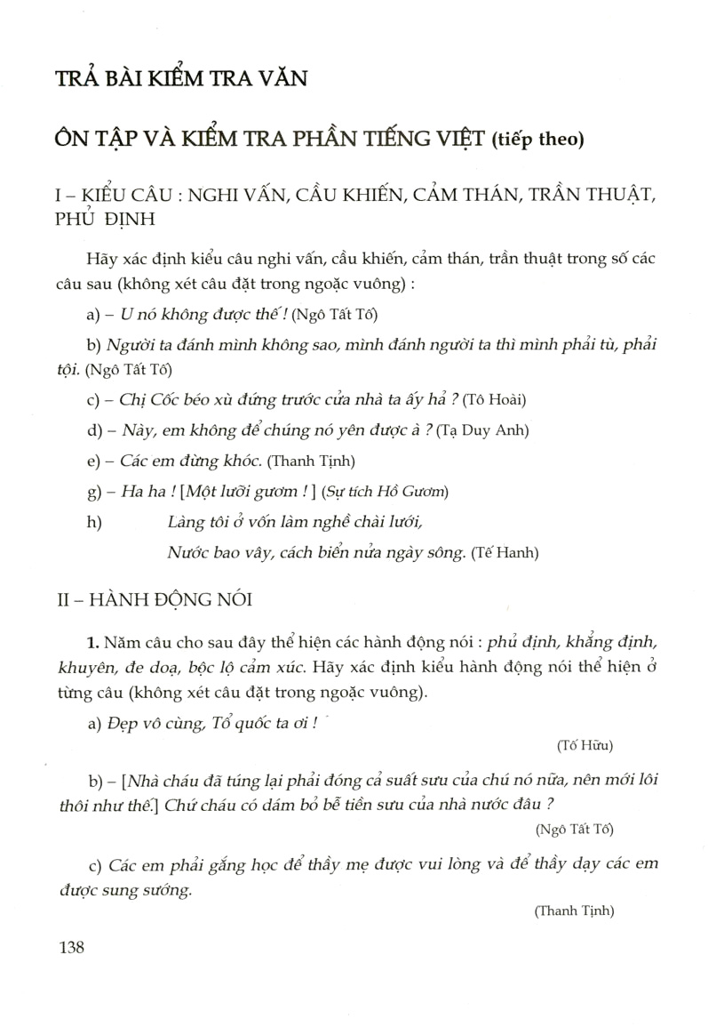 Ôn tập và kiểm tra phần Tiếng Việt (tiếp theo)